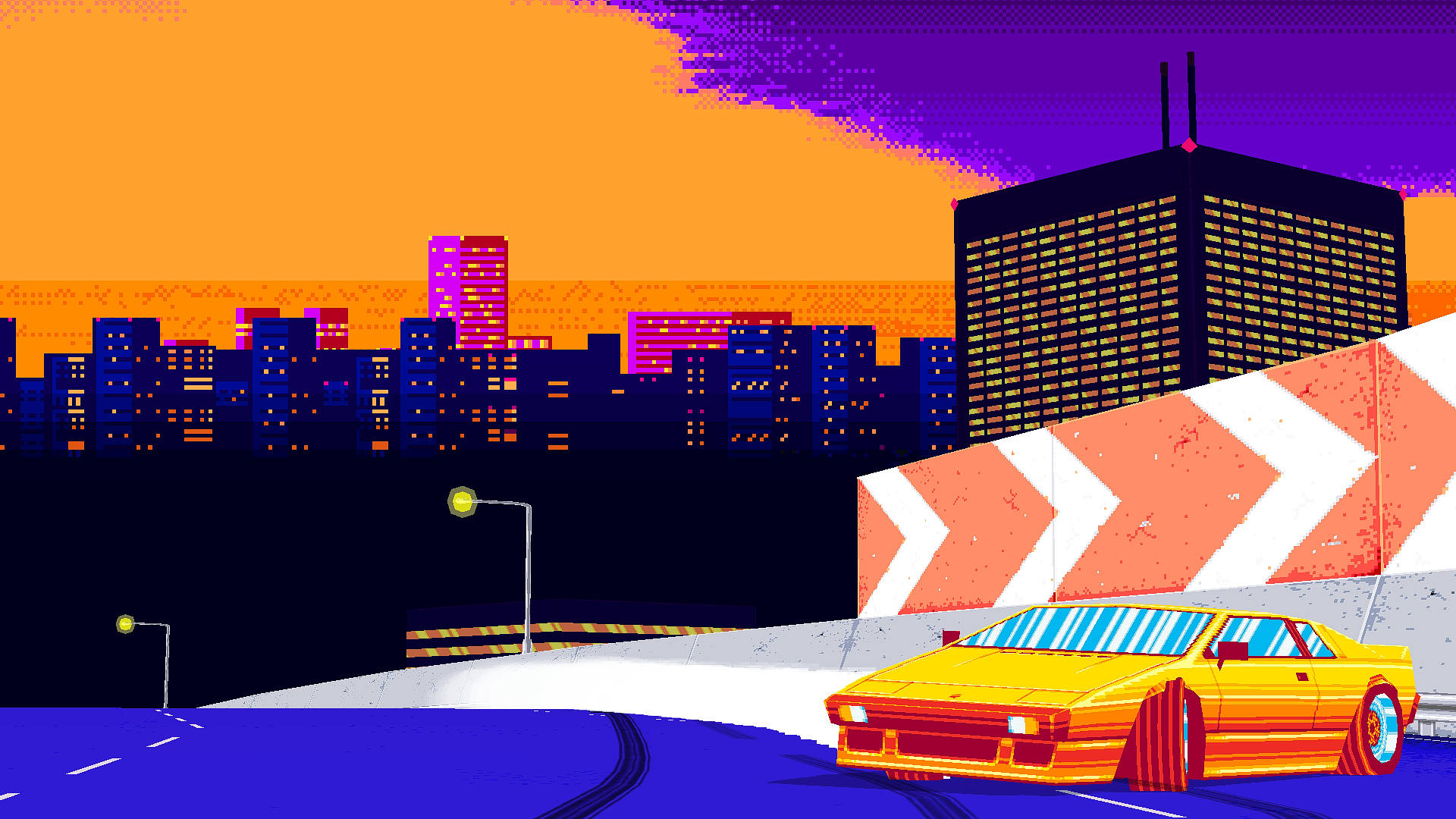 Yellow Car 8 Bit Background