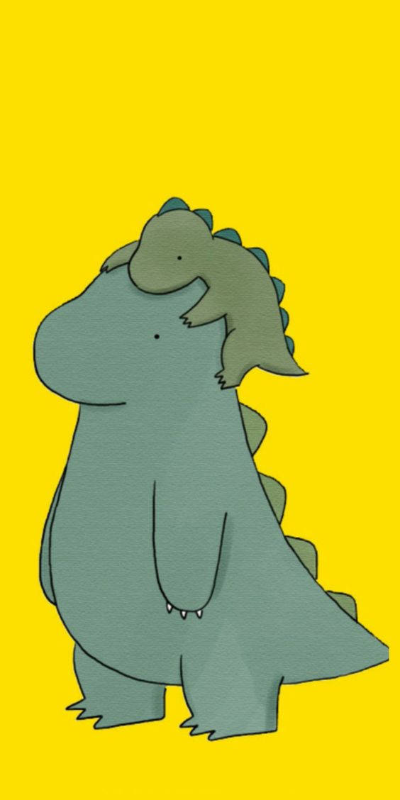 Yellow Cartoon Dinosaur Phone Background