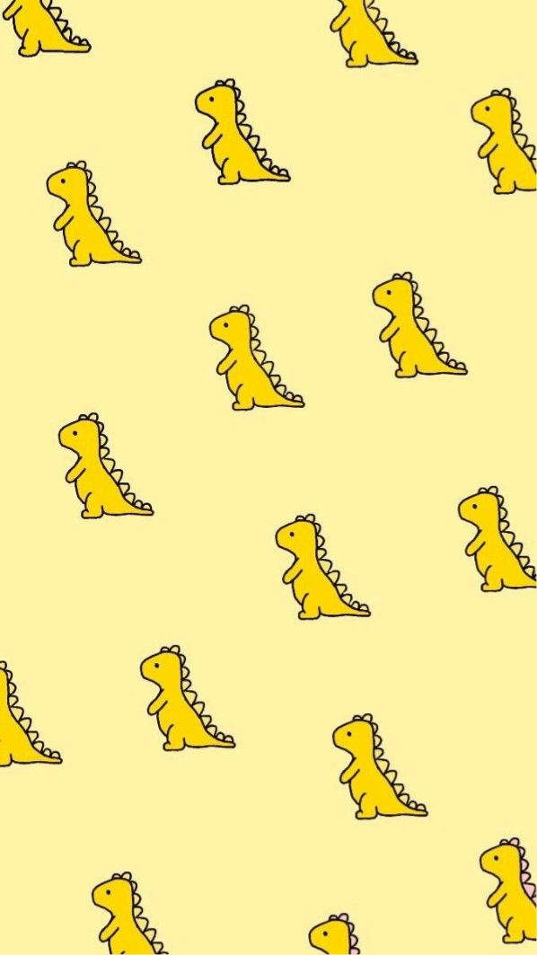 Yellow Cartoon Dinosaur Phone Background