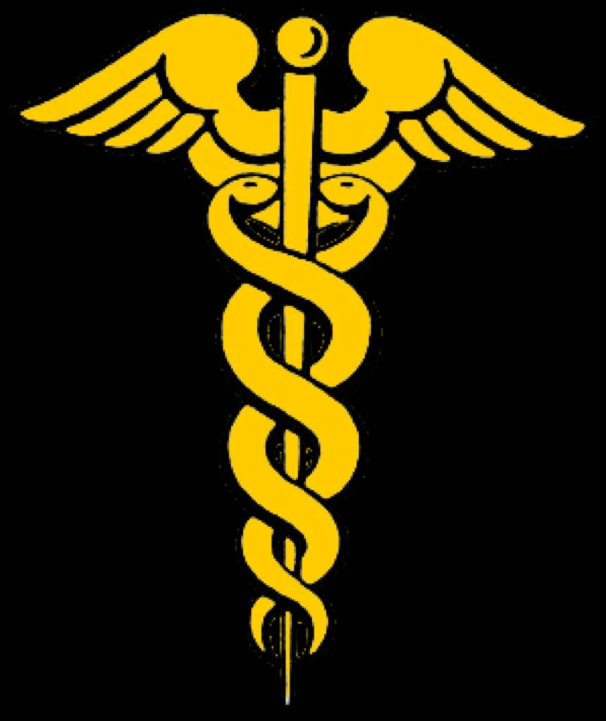 Yellow Cauduceus Medical Symbol Background