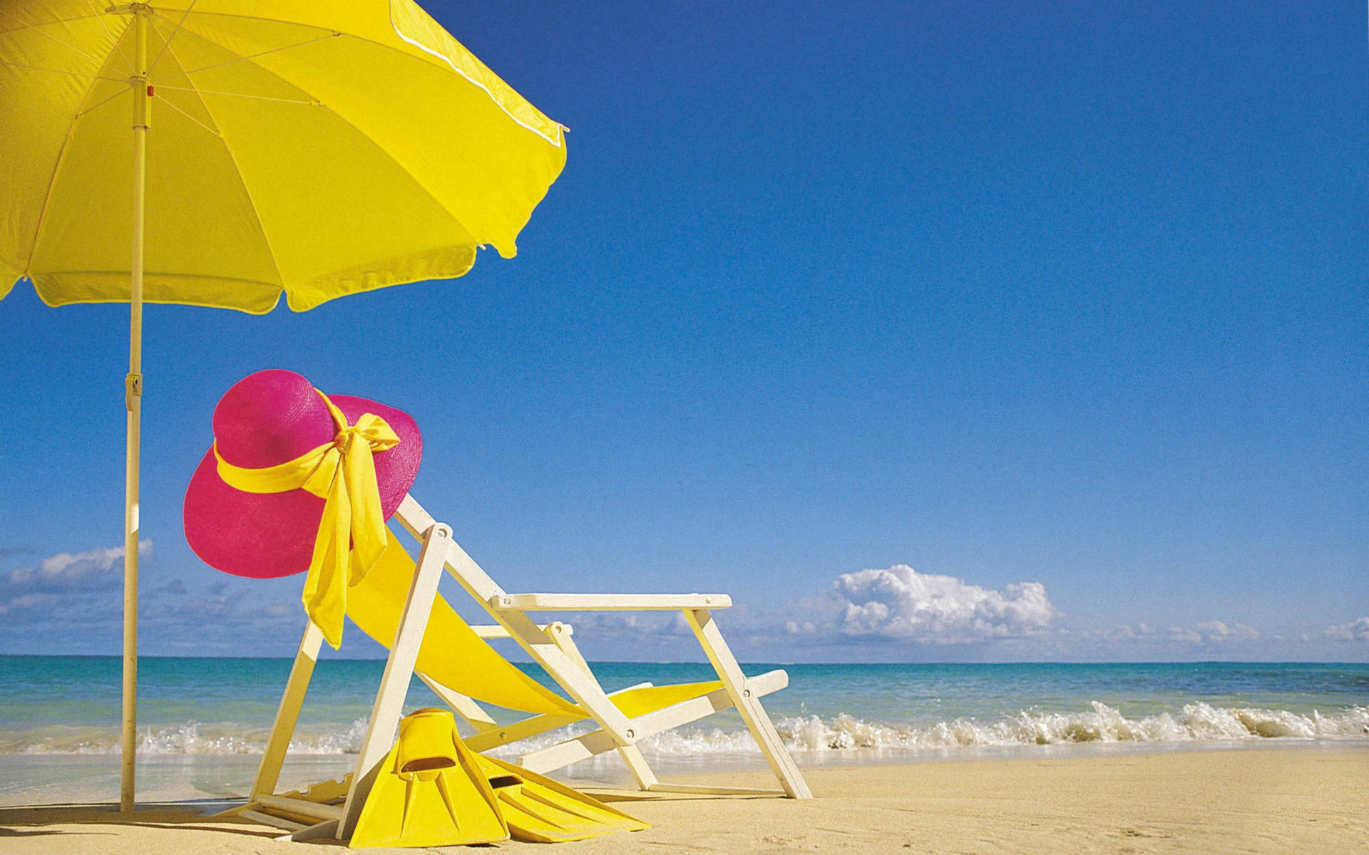 Yellow Chair For Beach Vacation Background