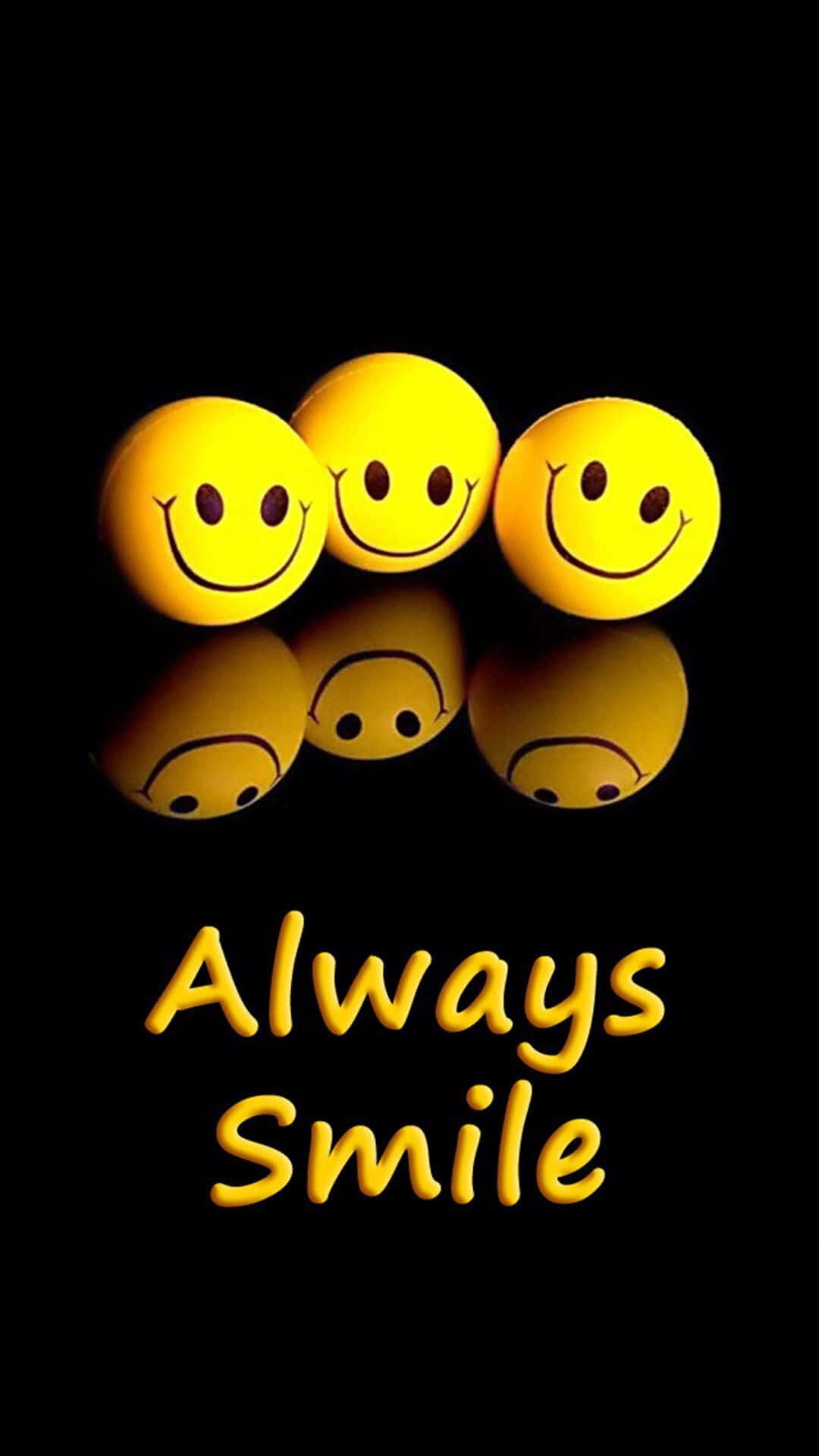 Yellow Circle With Happy Smile Face Background