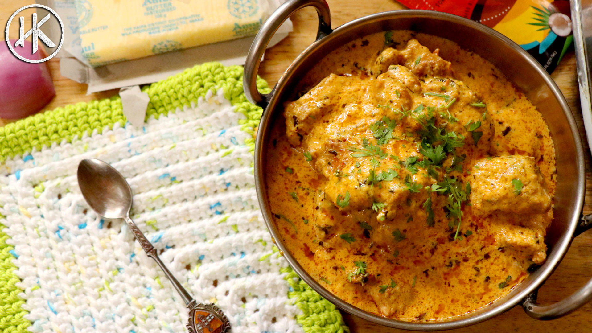 Yellow Colored Butter Chicken Curry Background