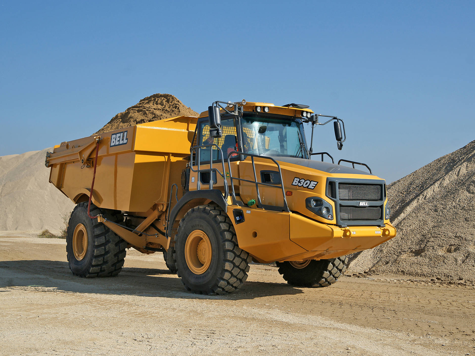 Yellow Cool Truck For Dumping Soil Background