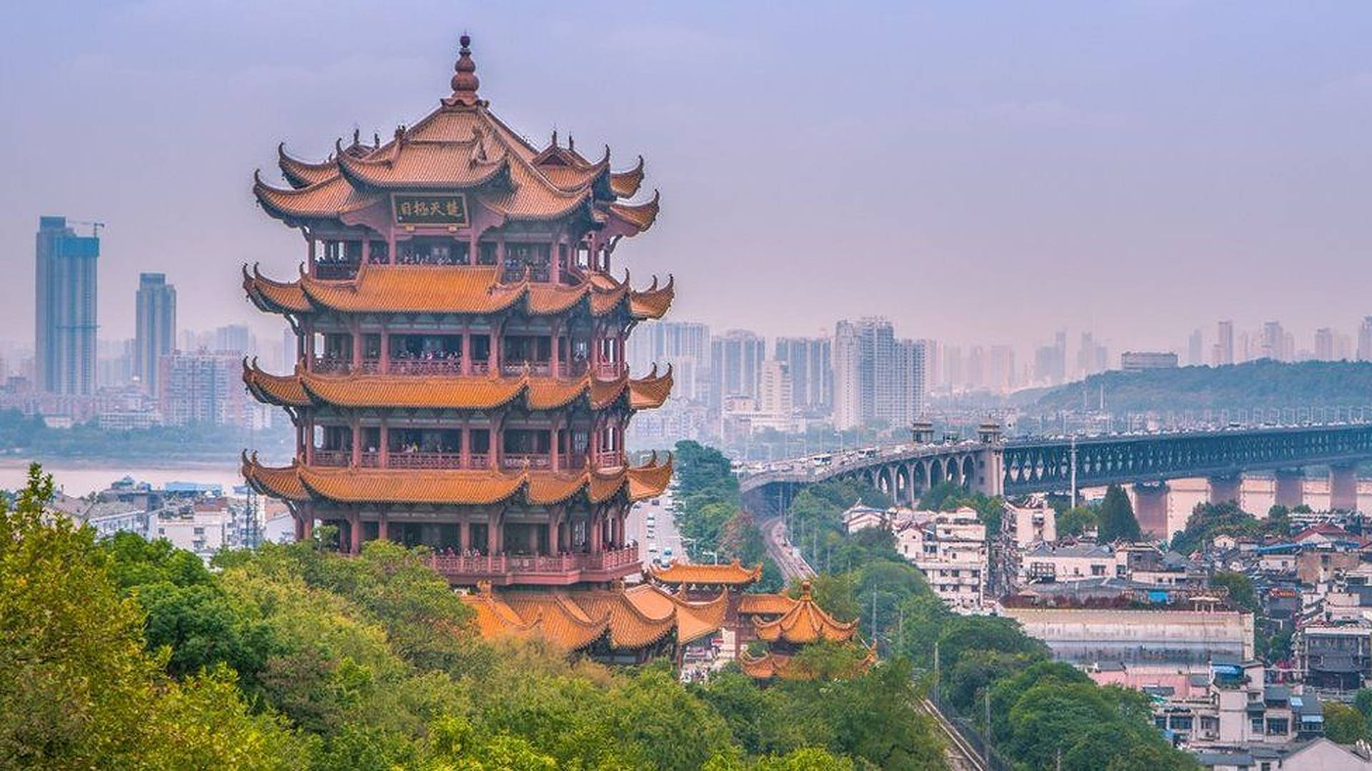 Yellow Crane Tower Wuhan City China Background