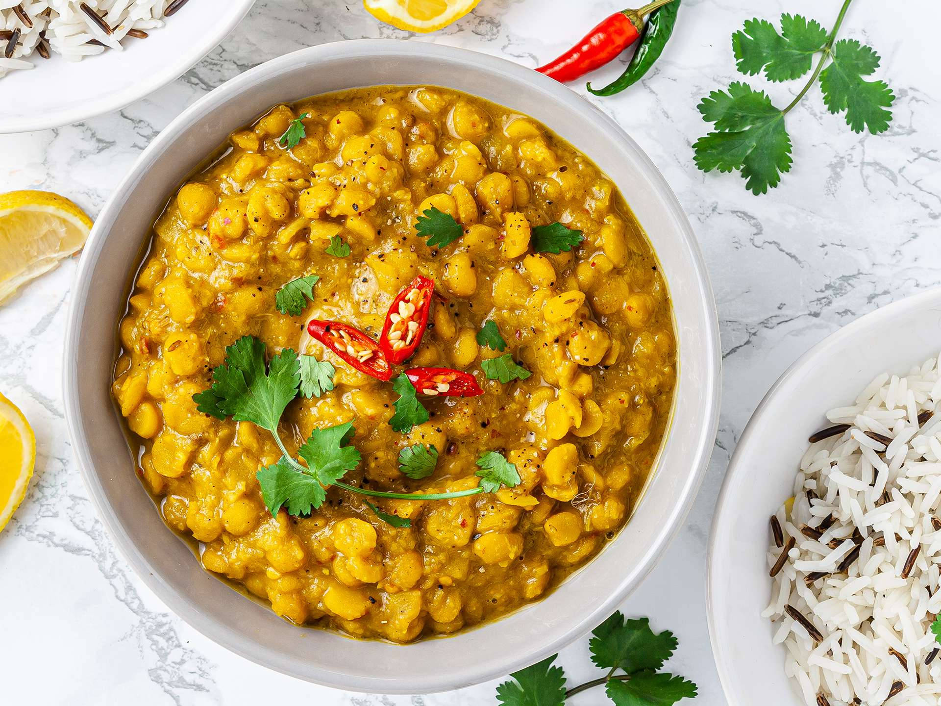 Yellow Curry With Jeera Rice Background