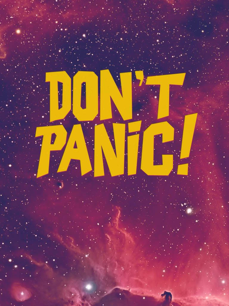 Yellow Don’t Panic! Starry Background