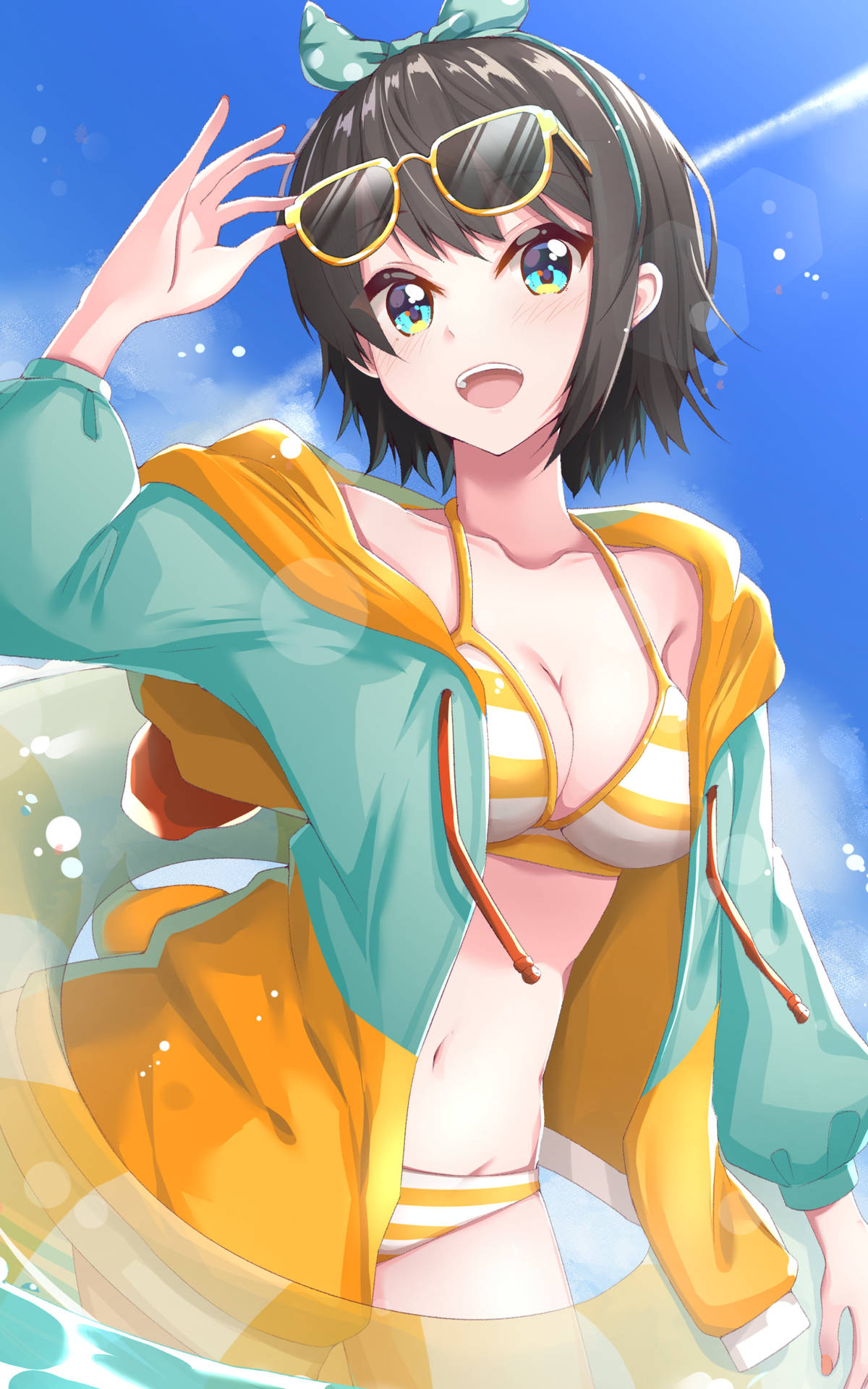 Yellow Ecchi Bikini Background