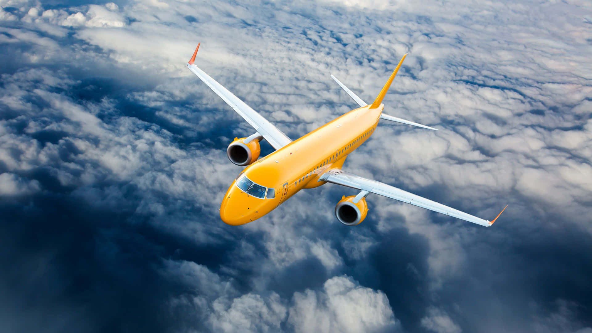 Yellow Embraer E Jet Plane 4k Ultra Hd Background