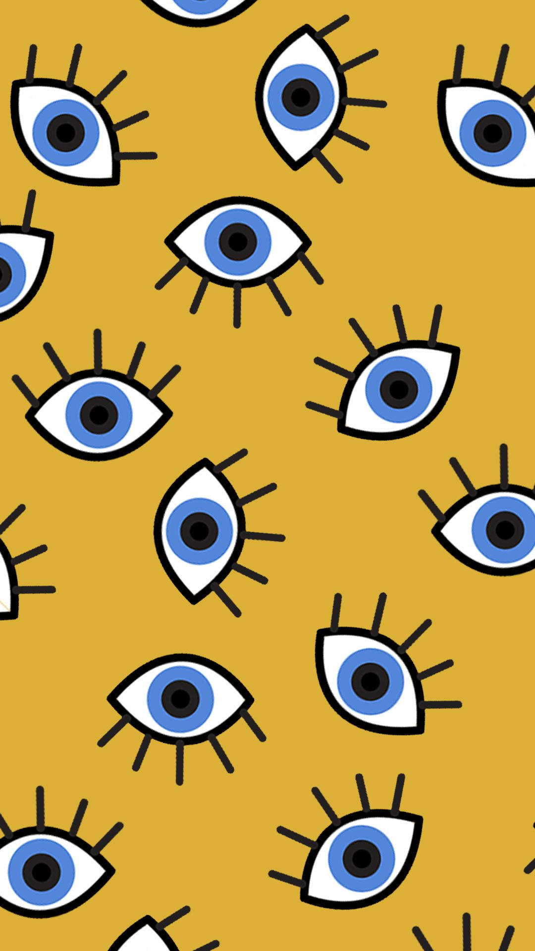 Yellow Evil Eye Pattern Background