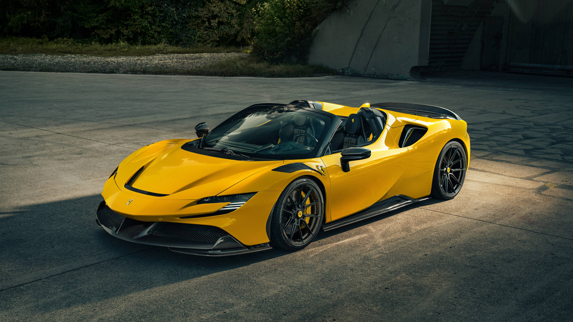 Yellow Ferrari Car 5120x1440 Background