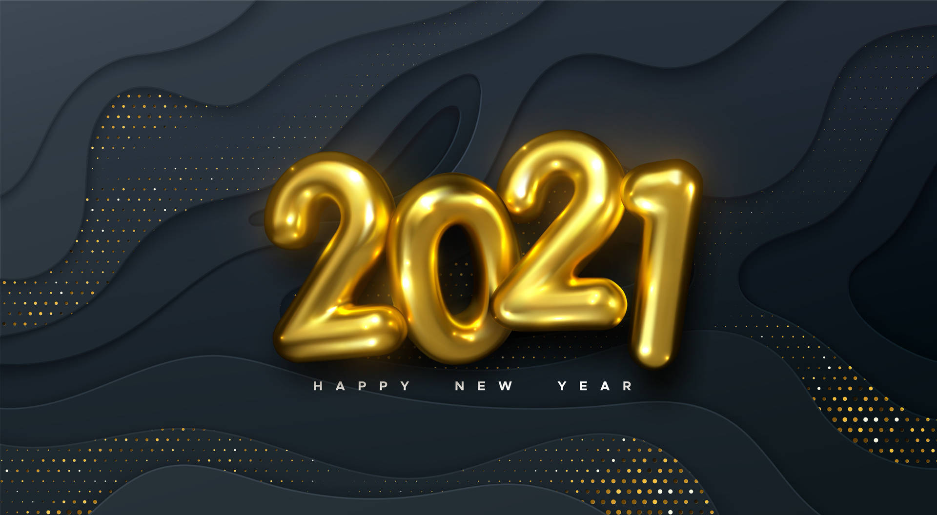 Yellow Foil Happy New Year 2021 Balloons