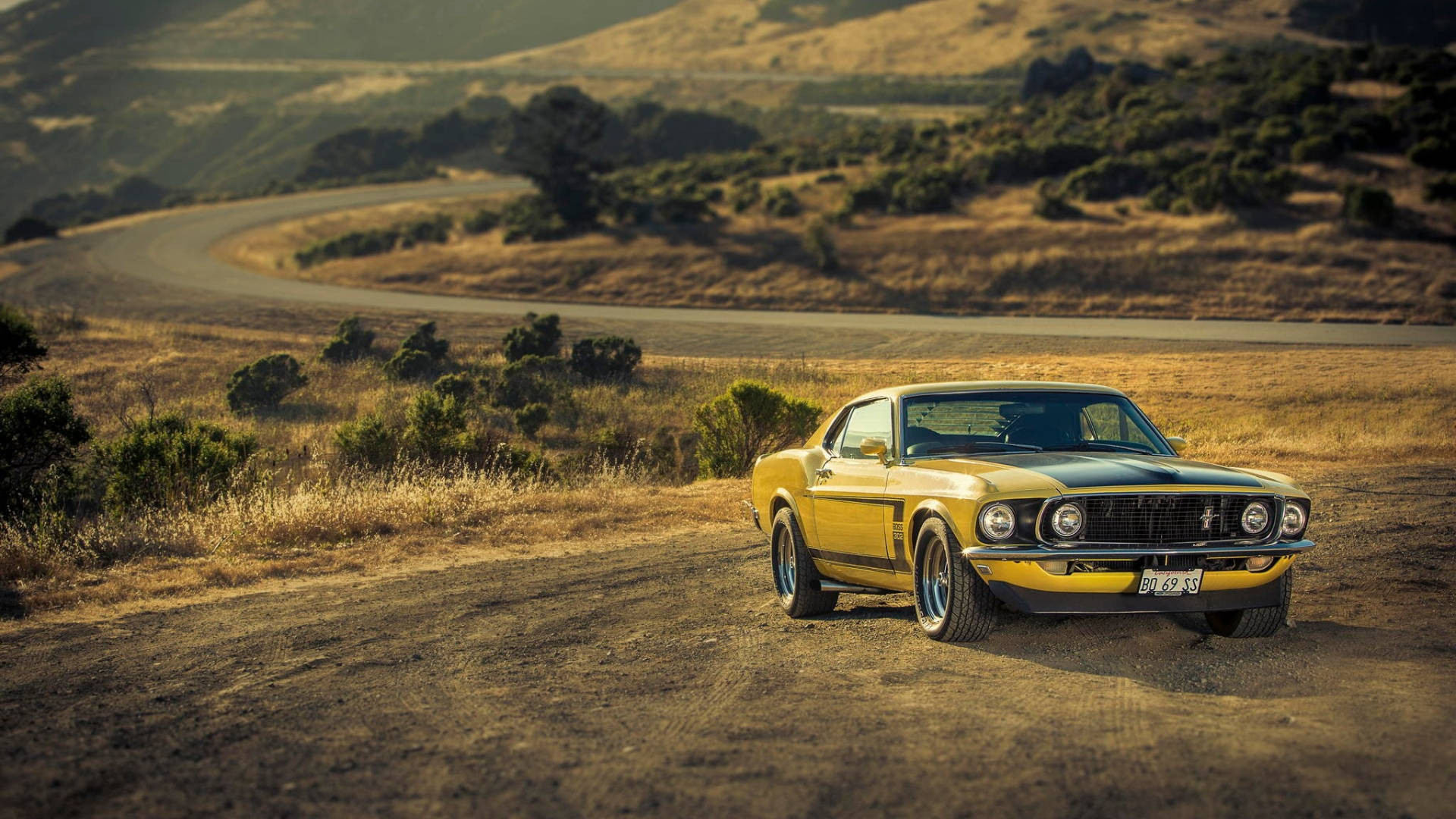 Yellow Ford Mustang Hd In The Mountains Background