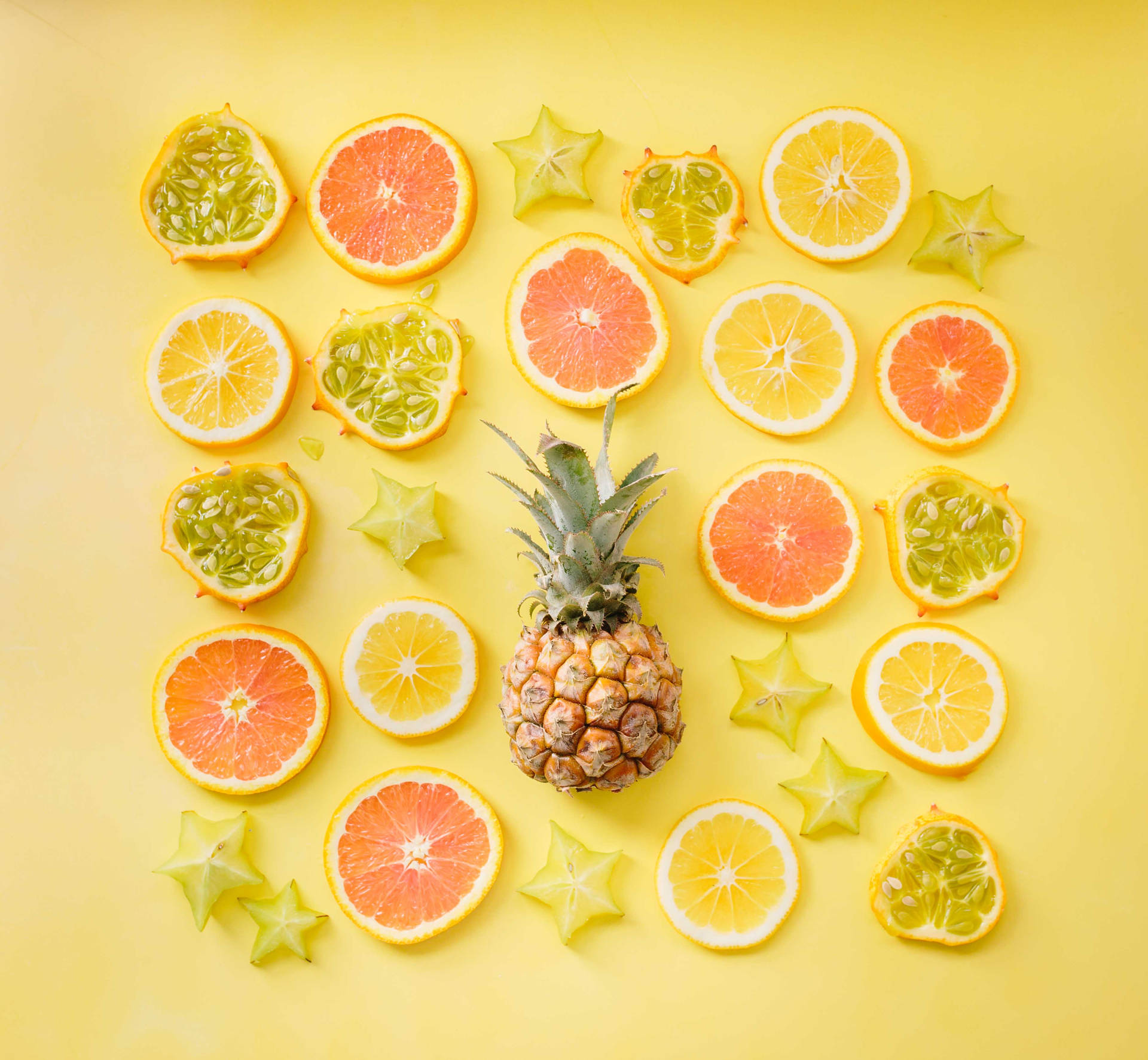Yellow Fruits Grid Background