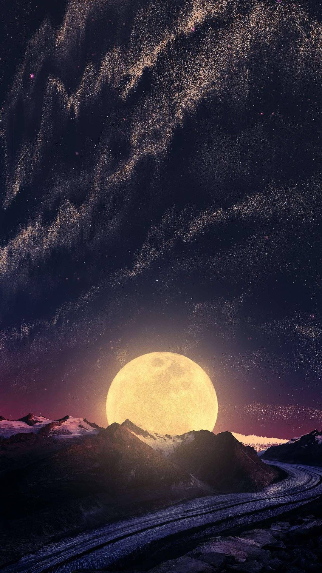 Yellow Full Moon Oled Iphone Background