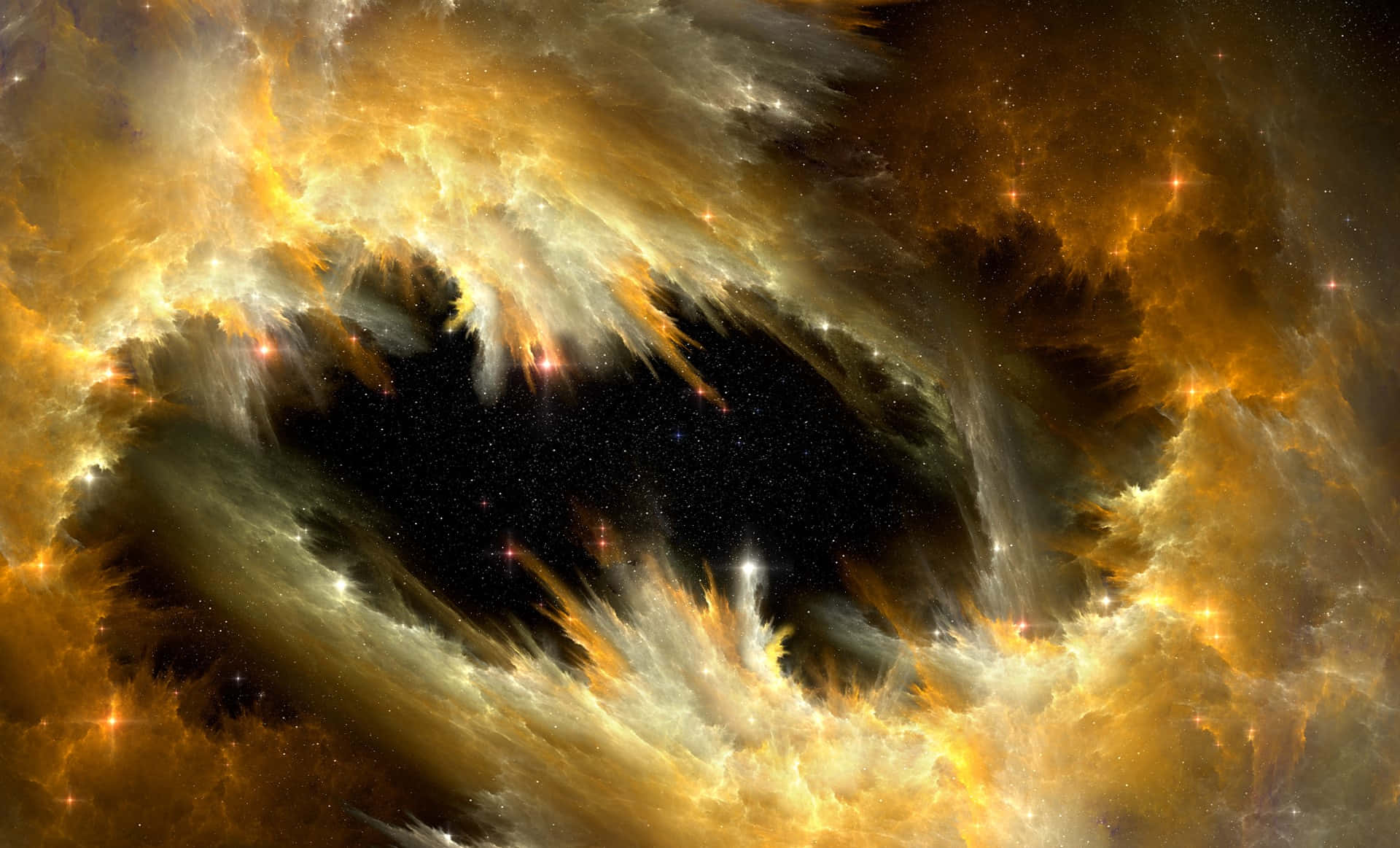 Yellow Galaxy In The Vast Universe Background