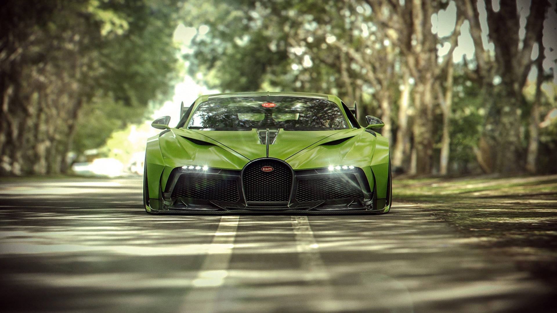 Yellow-green Bugatti Divo Supercar Background