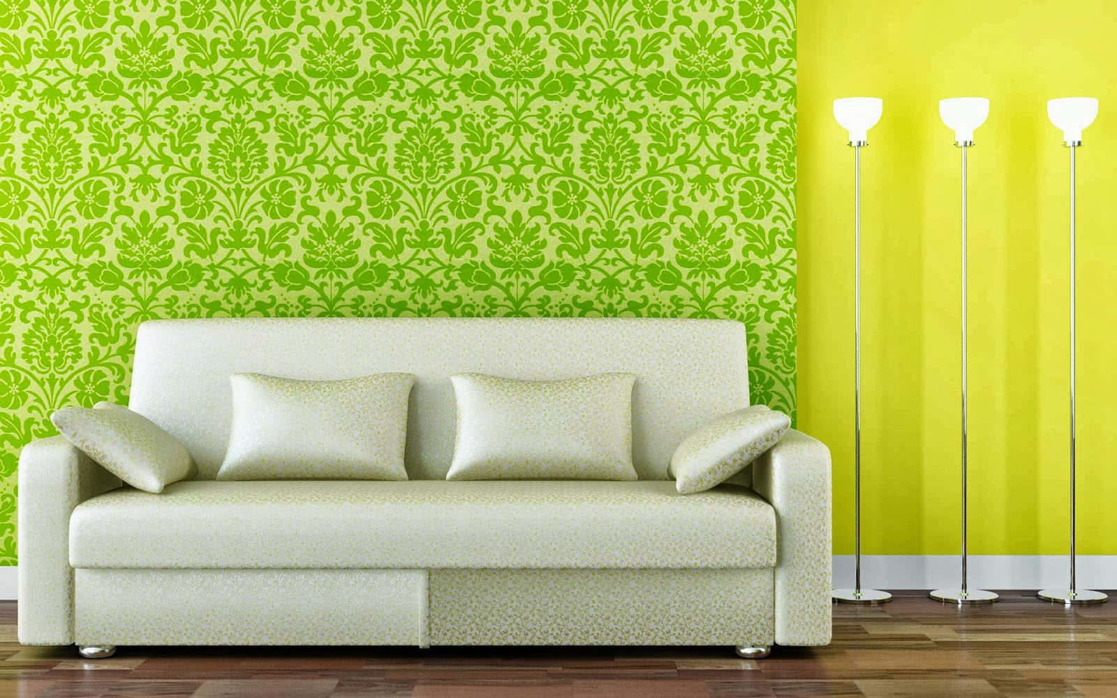 Yellow Green Home Interior Couch Background