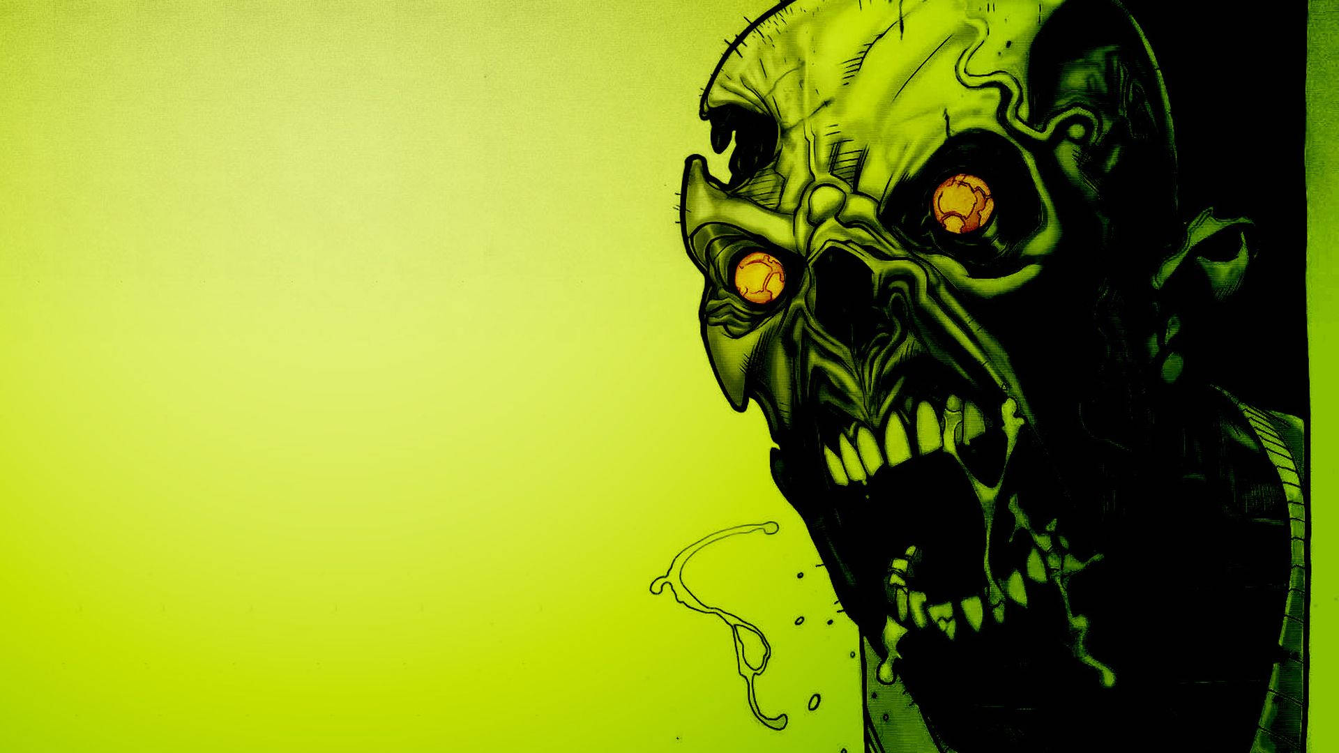 Yellow Green Skull Zombie Background