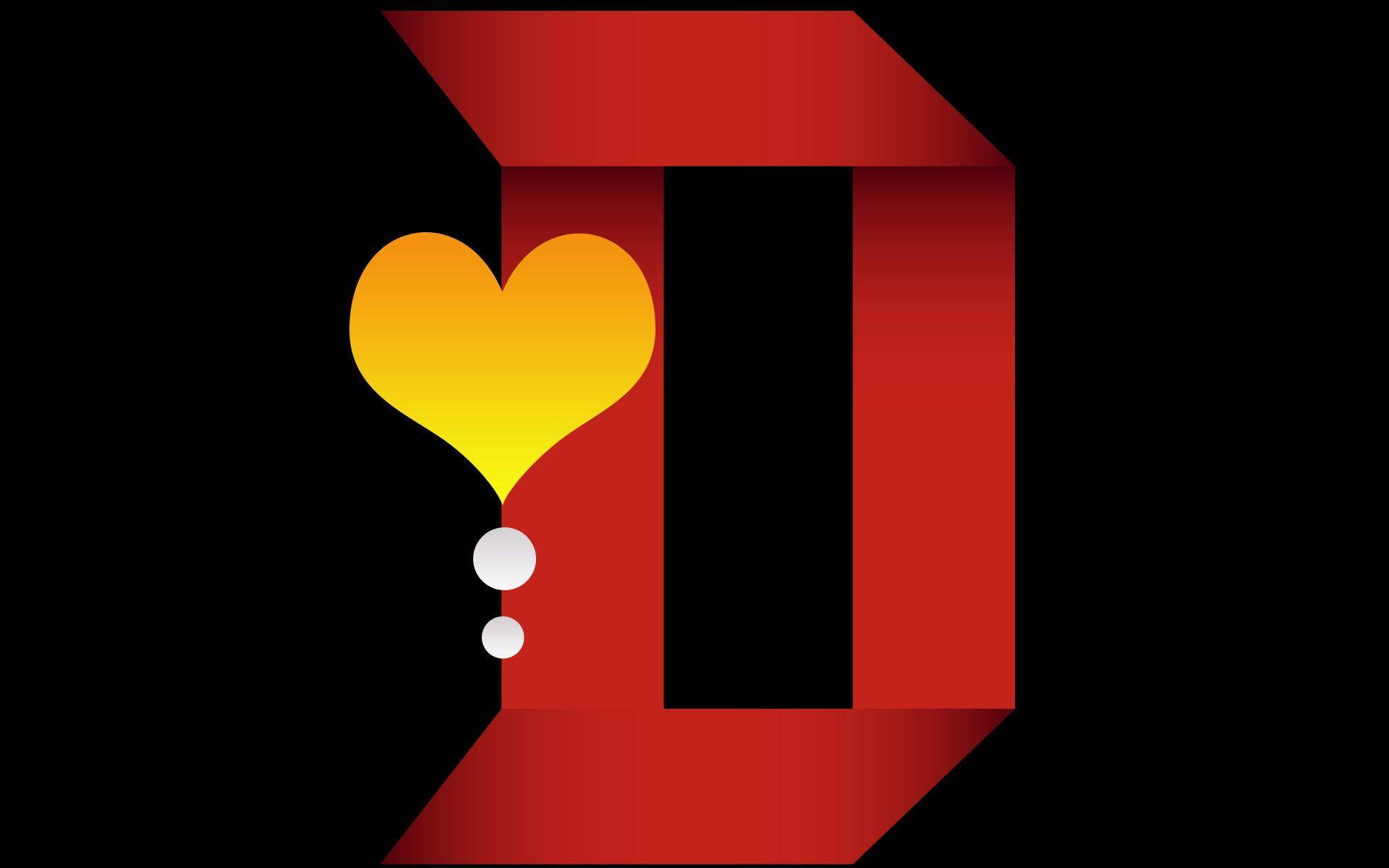 Yellow Heart Letter D Background