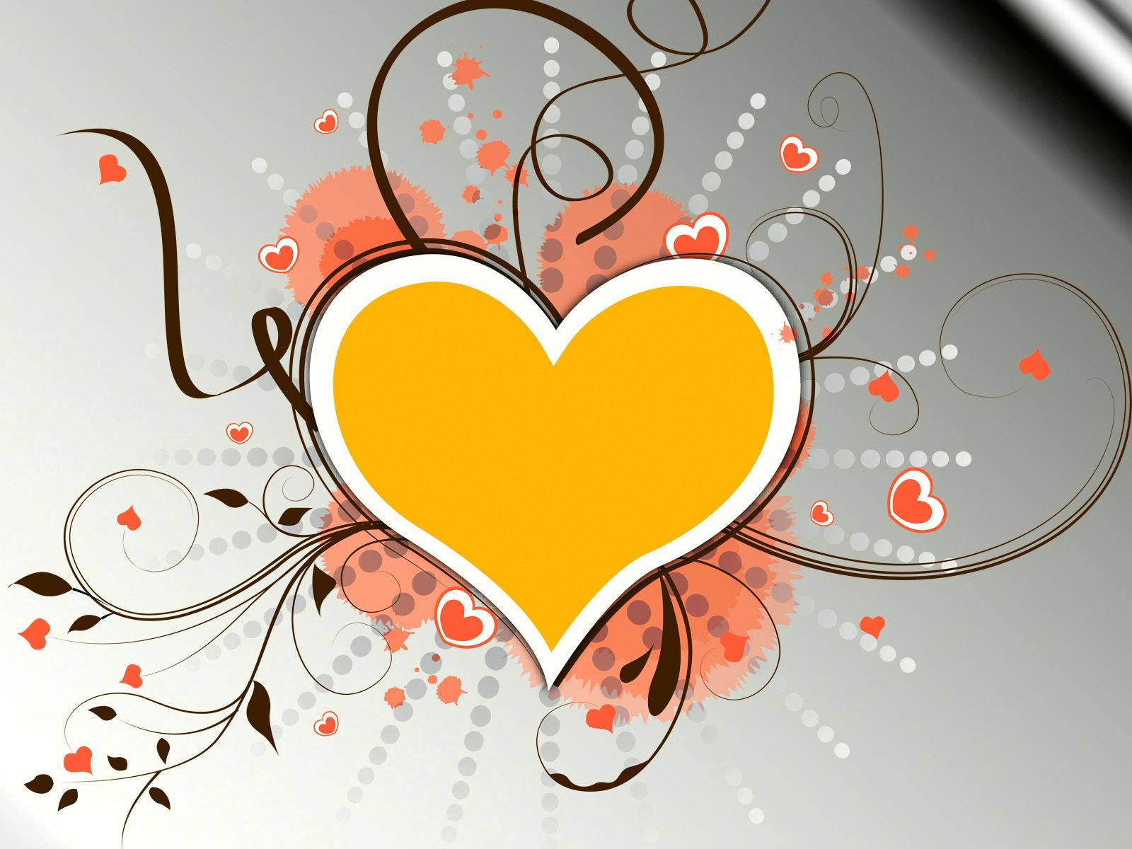 Yellow Heart With Fancy Art Design Background