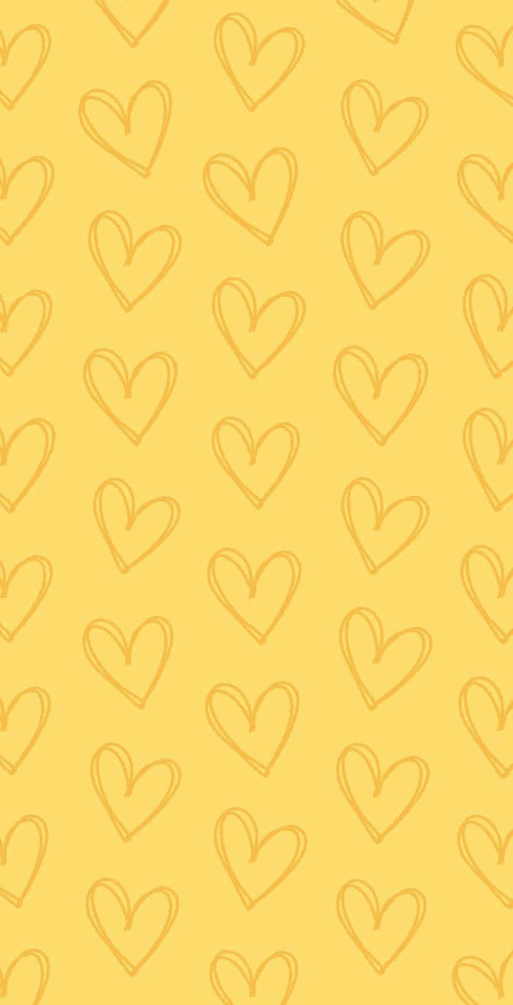 Yellow Hearts On A Yellow Background