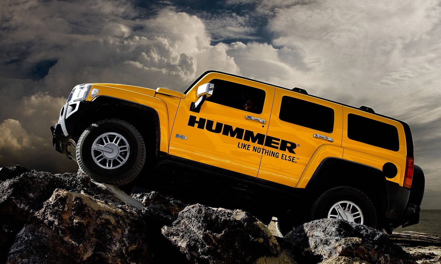 Yellow Hummer Car Background