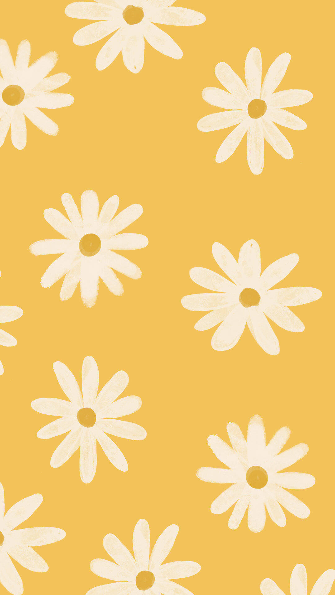 Yellow Illustration Of White Daisy Iphone Background