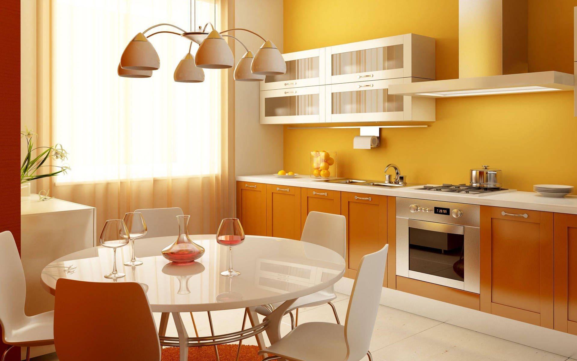 Yellow Kitchen Background Background