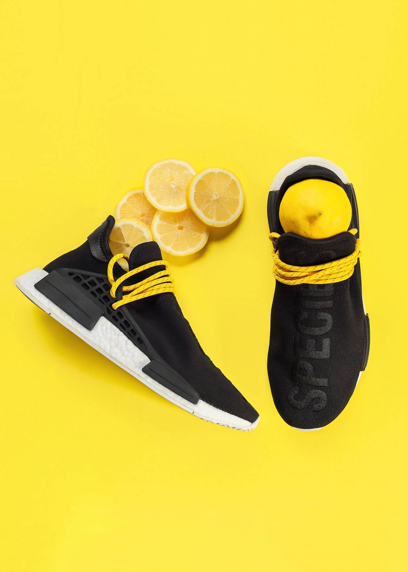 Yellow Lemon Shoes Background
