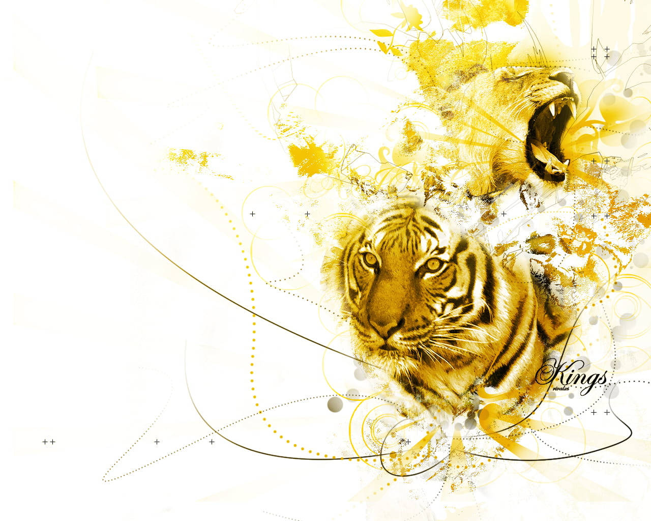 Yellow Lion And Tiger