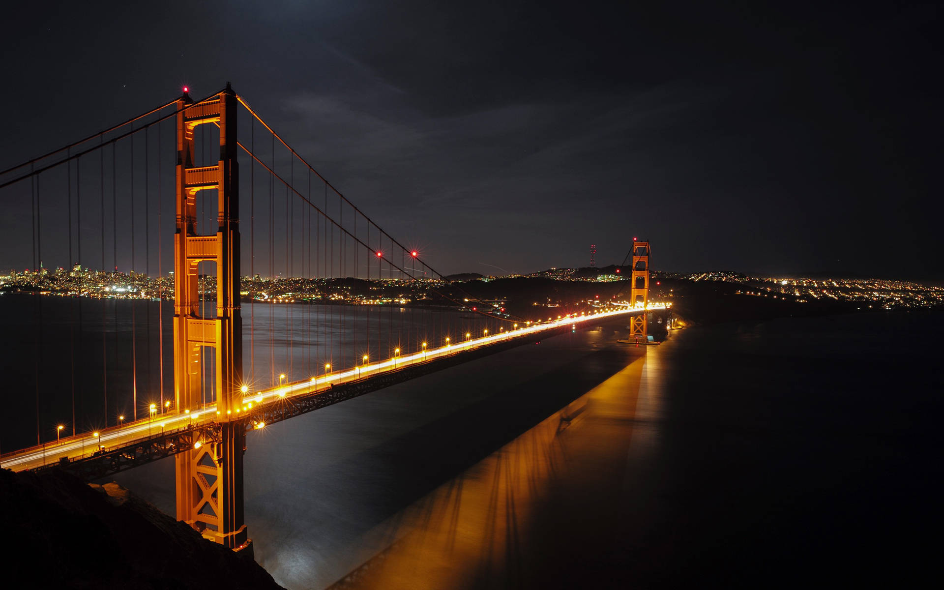 Yellow Lit San Francisco Golden Gate Bridge
