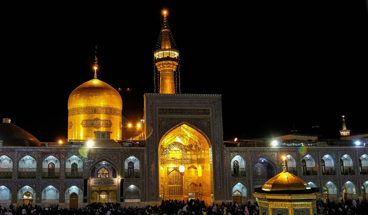 Yellow Luminous Mosques In Iran Background