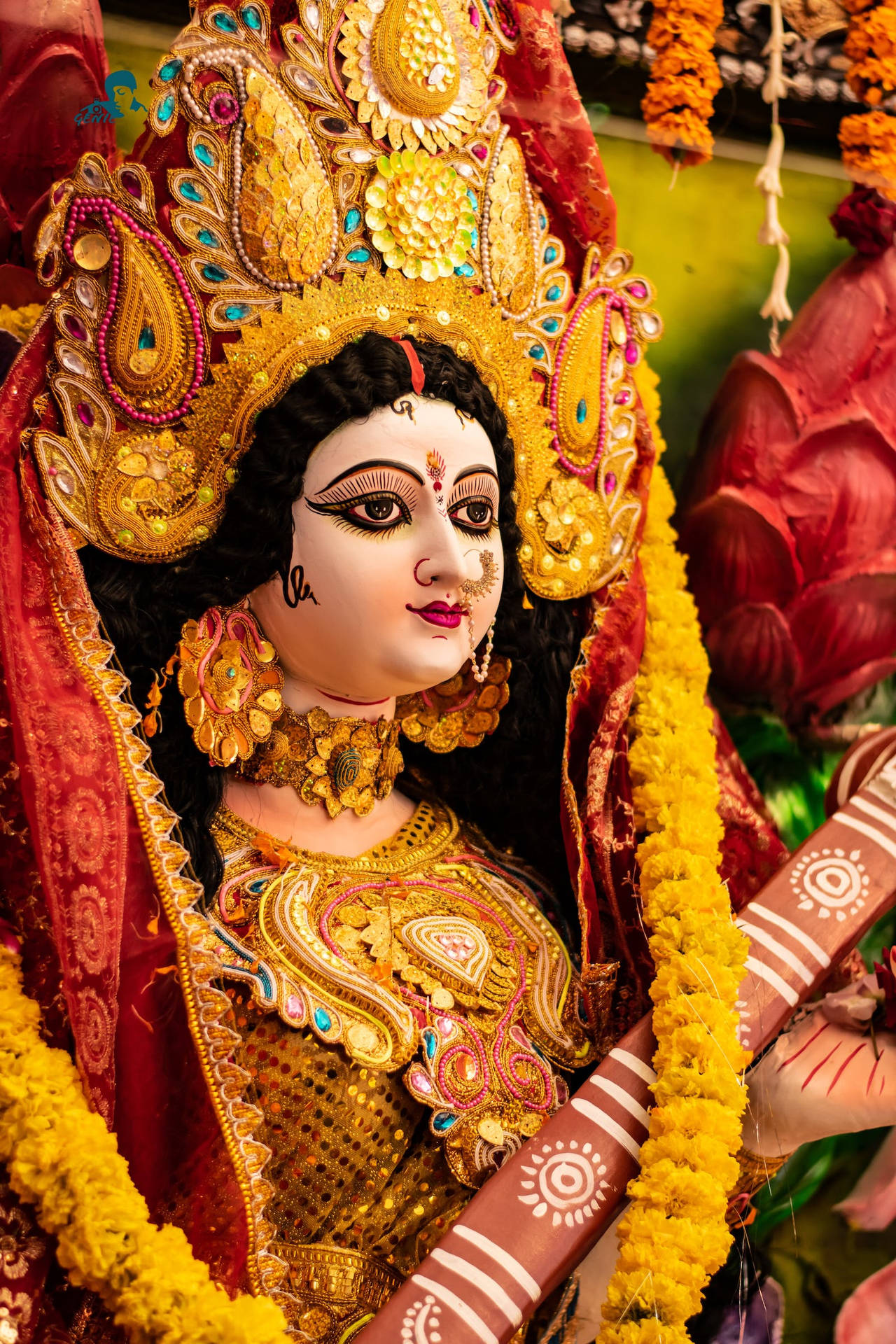 Yellow Maa Durga Background