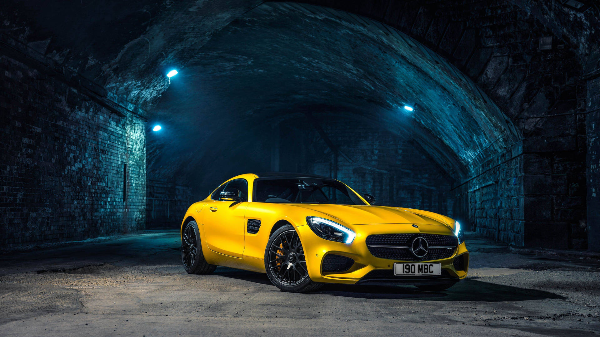 Yellow Mercedes Amg Sports Car Background
