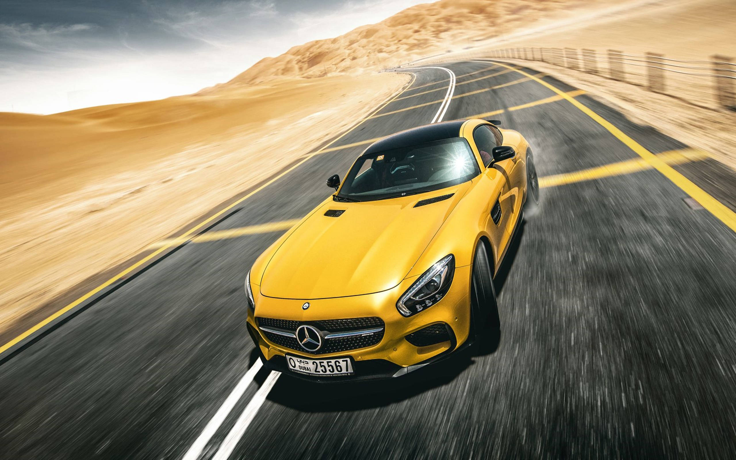Yellow Mercedes-benz Sports Car Hd