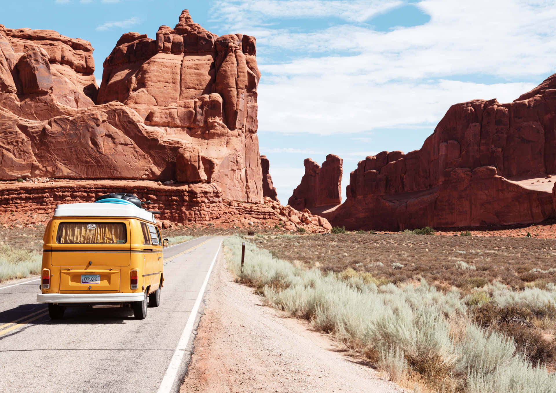 Yellow Mini Van On World Travel