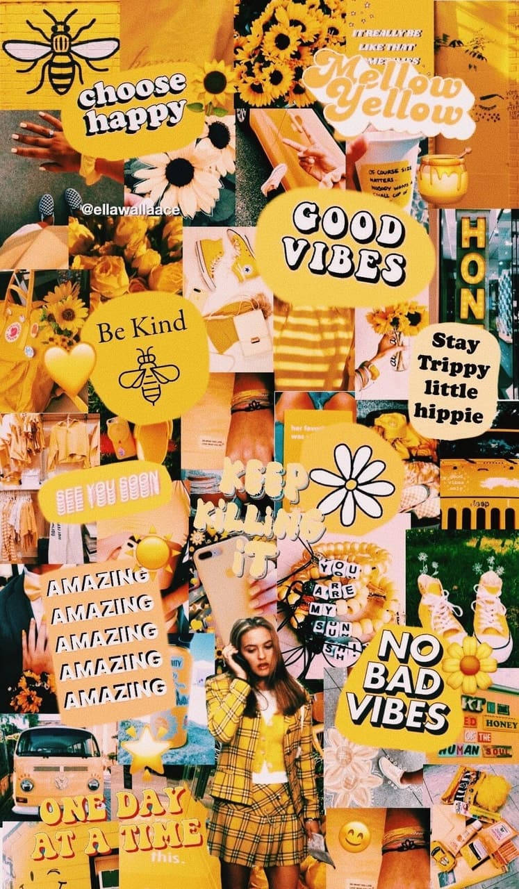 Yellow Mood Aesthetic Collage Background