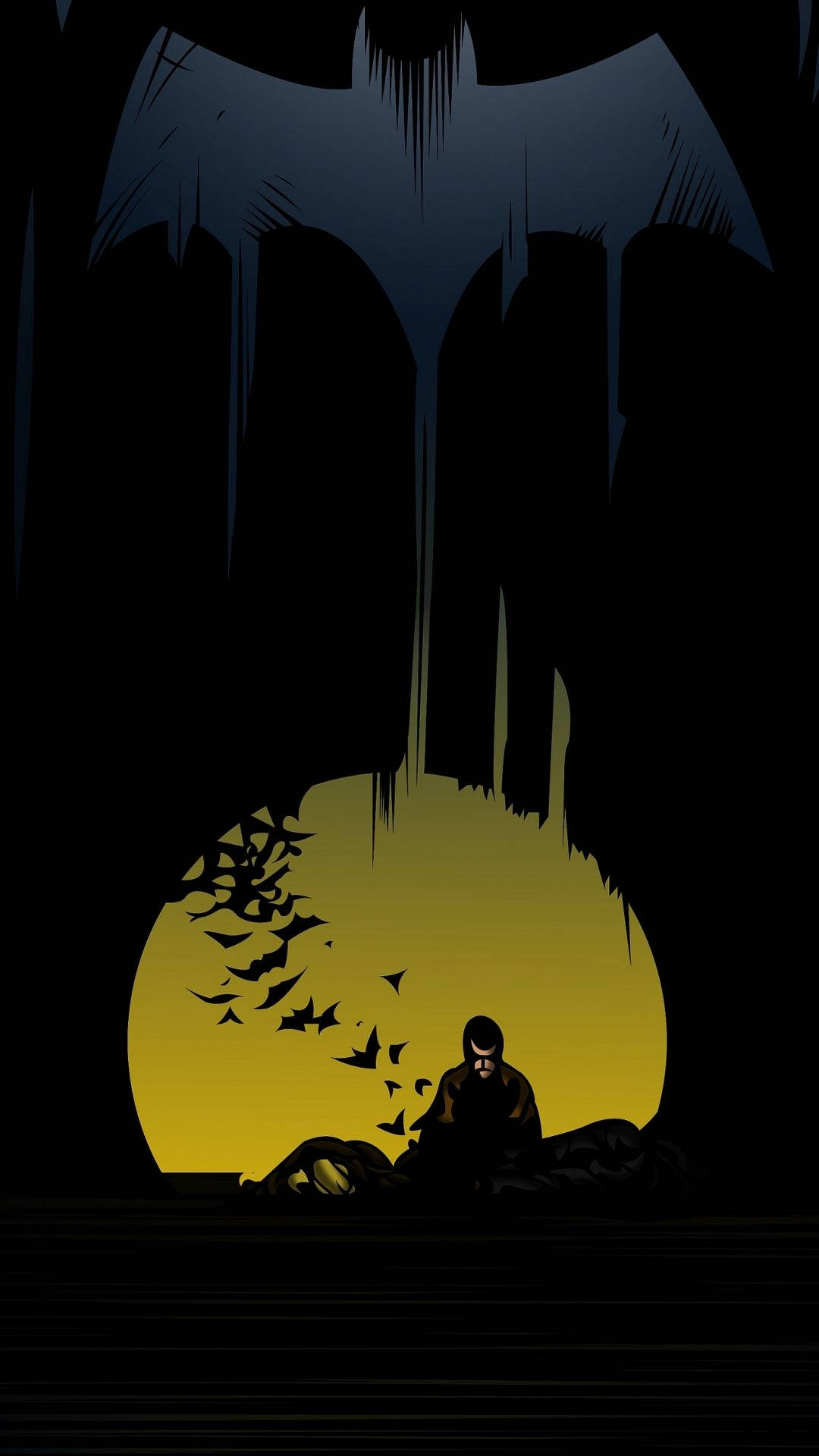 Yellow Moon On Batman Dark Iphone Background