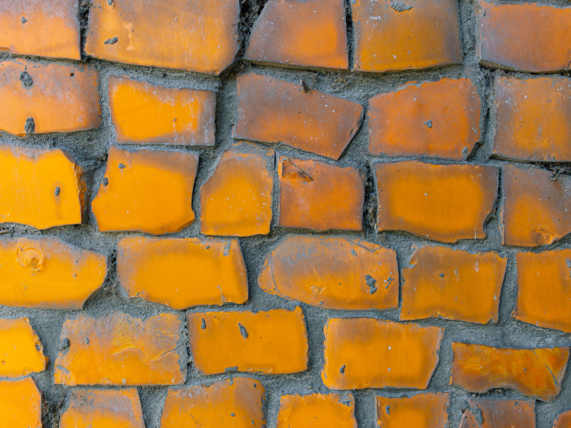 Yellow Mosaic Stone Wall With Concrete Background