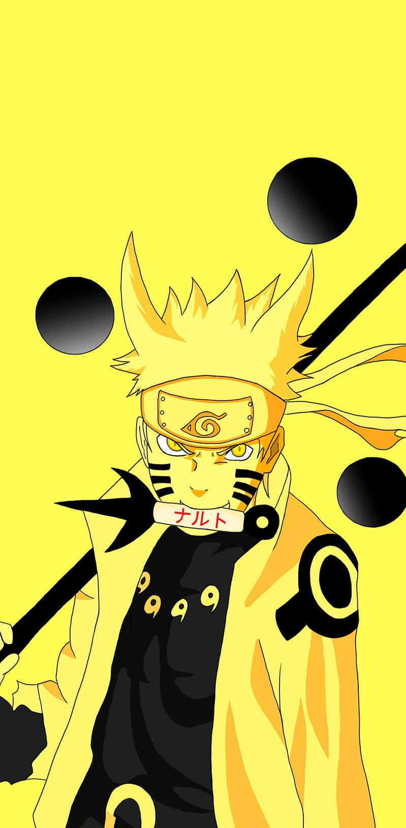 Yellow Naruto Biting Minato's Kunai Background