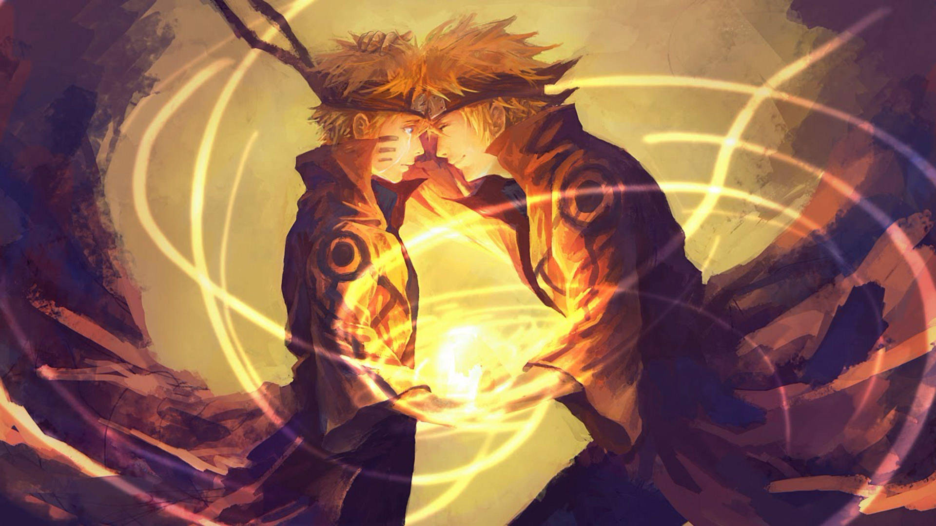 Yellow Naruto Butting Heads Background