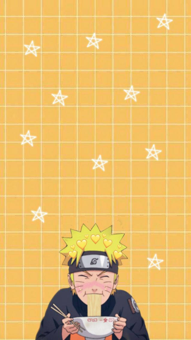 Yellow Naruto Eating Ramen Background