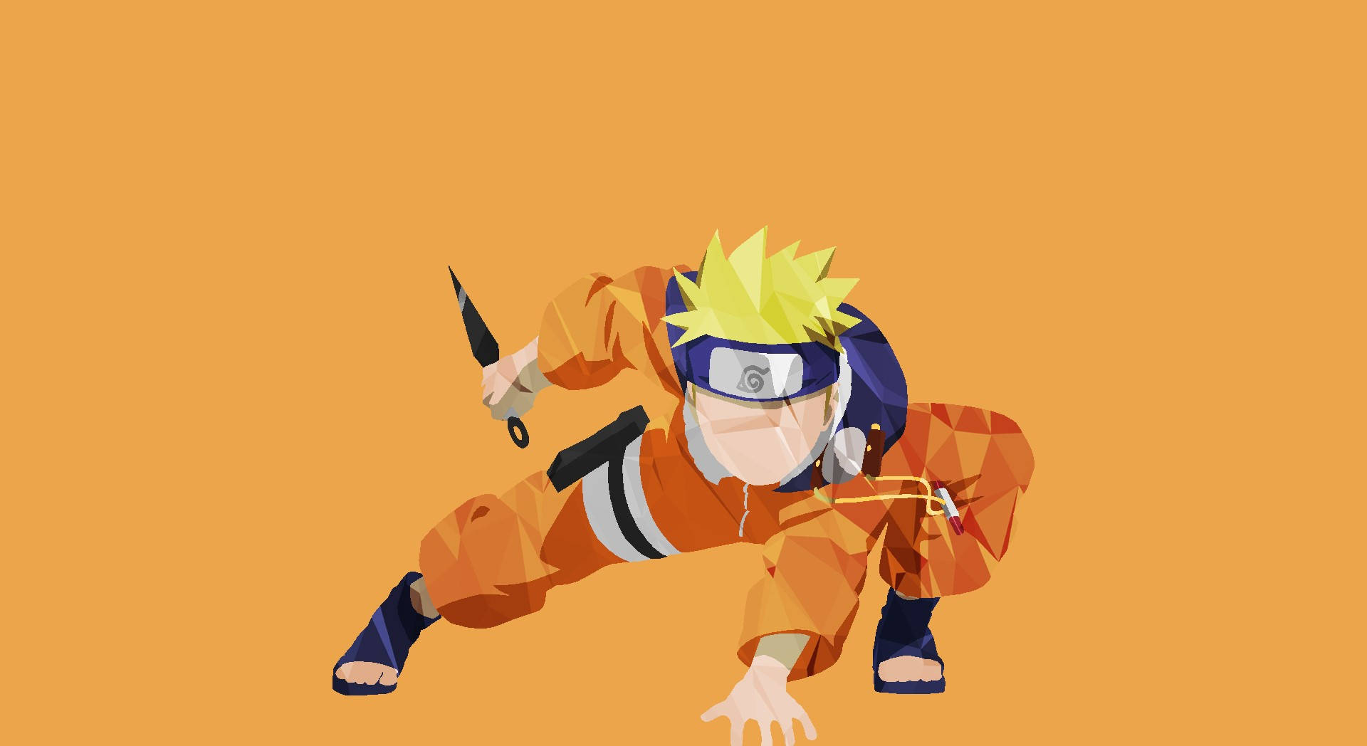 Yellow Naruto Holding A Kunai Background