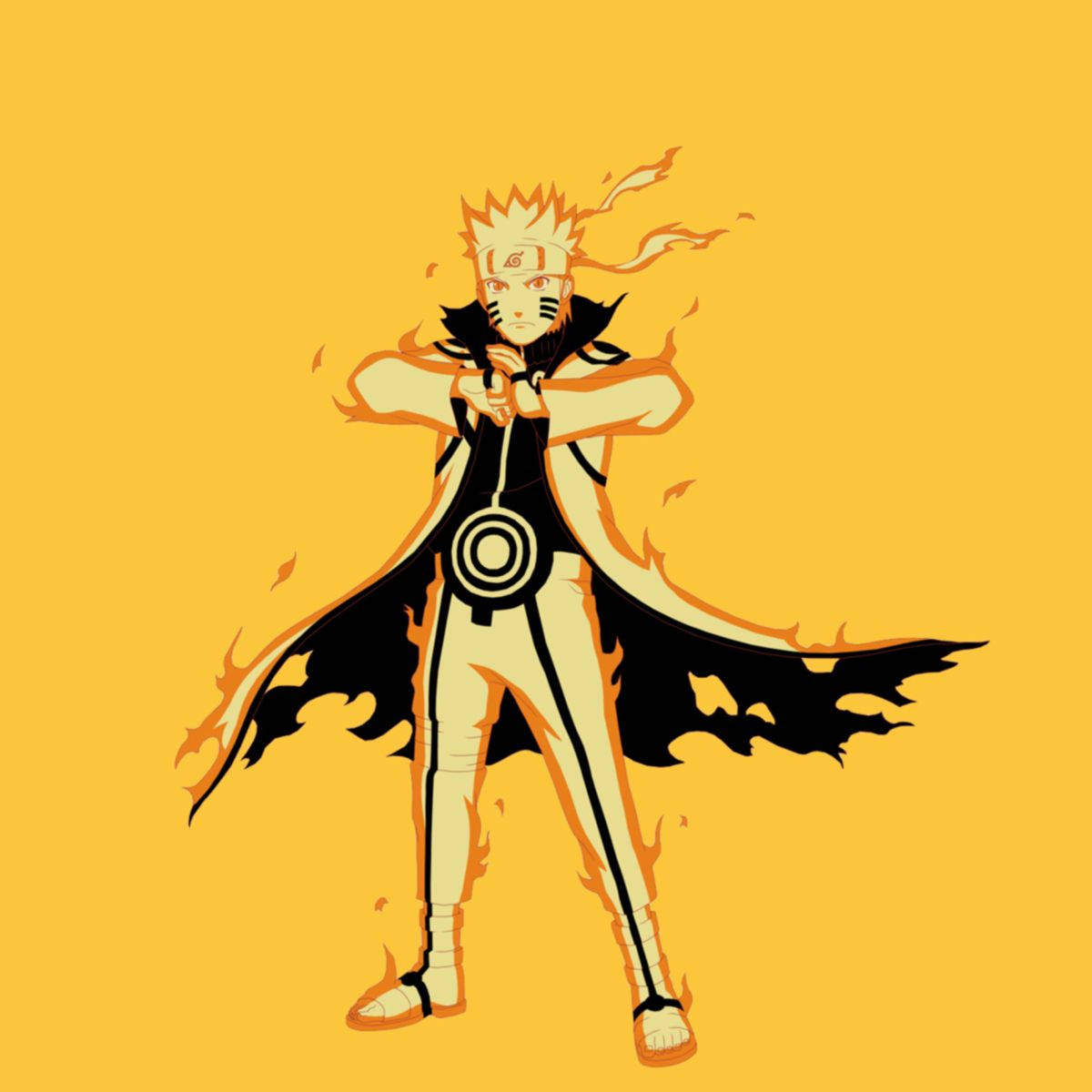 Yellow Naruto In Beast Cloak Background