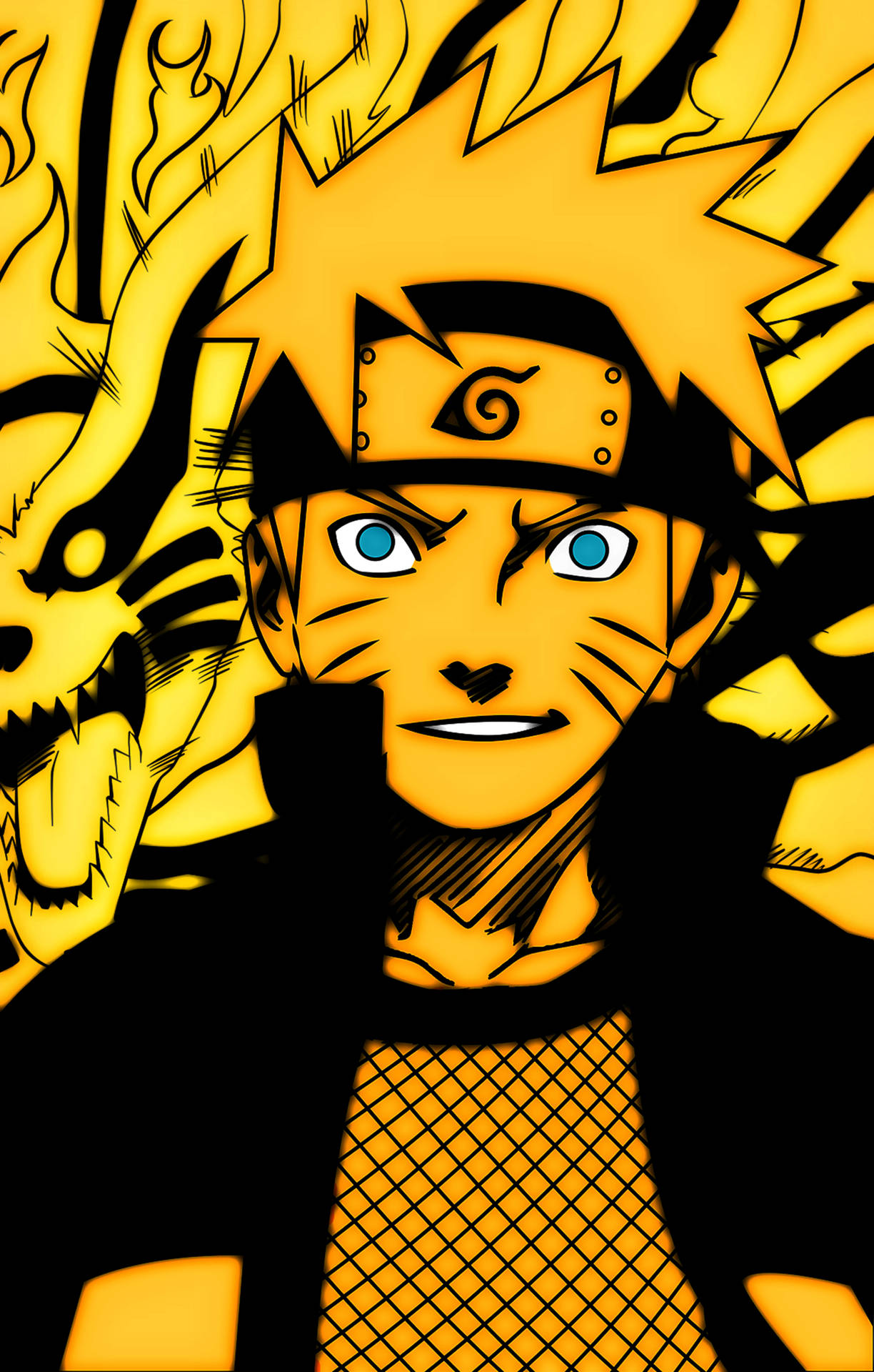 Yellow Naruto With Blue Eyes Background