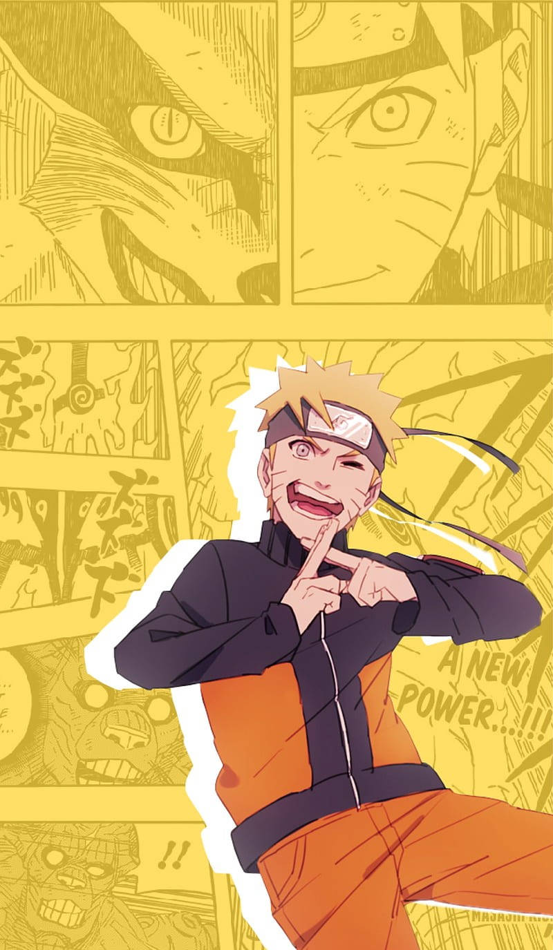 Yellow Naruto With Manga Background