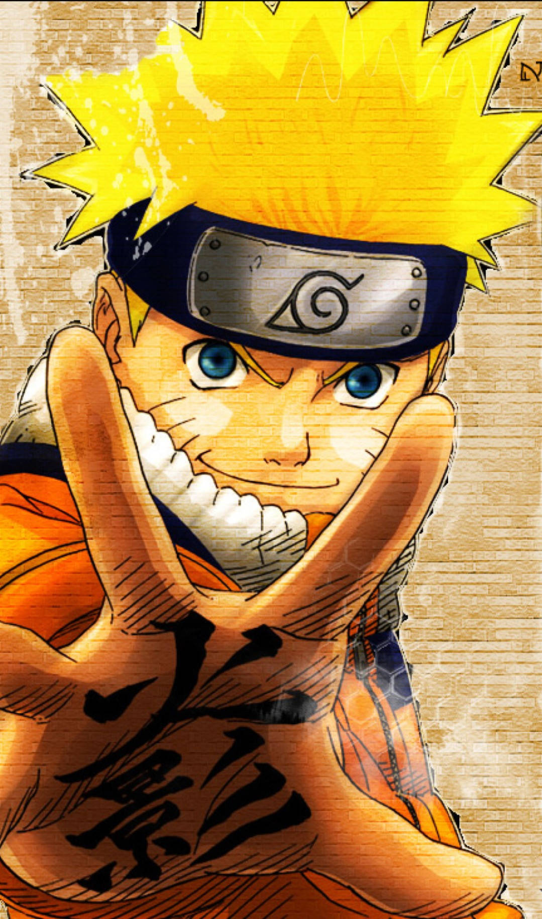 Yellow Naruto With Marking On Hand Background