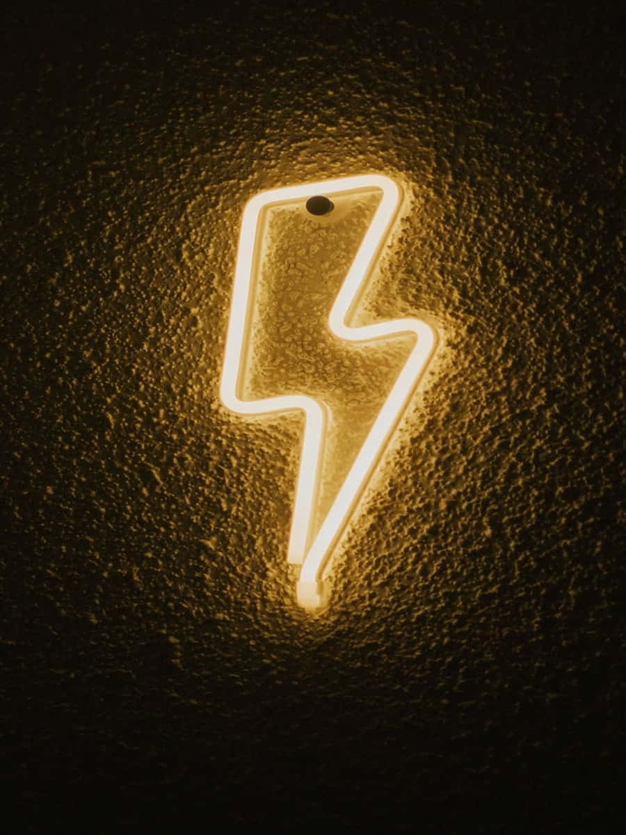Yellow Neon Lightning Bolt Wall Decoration Background