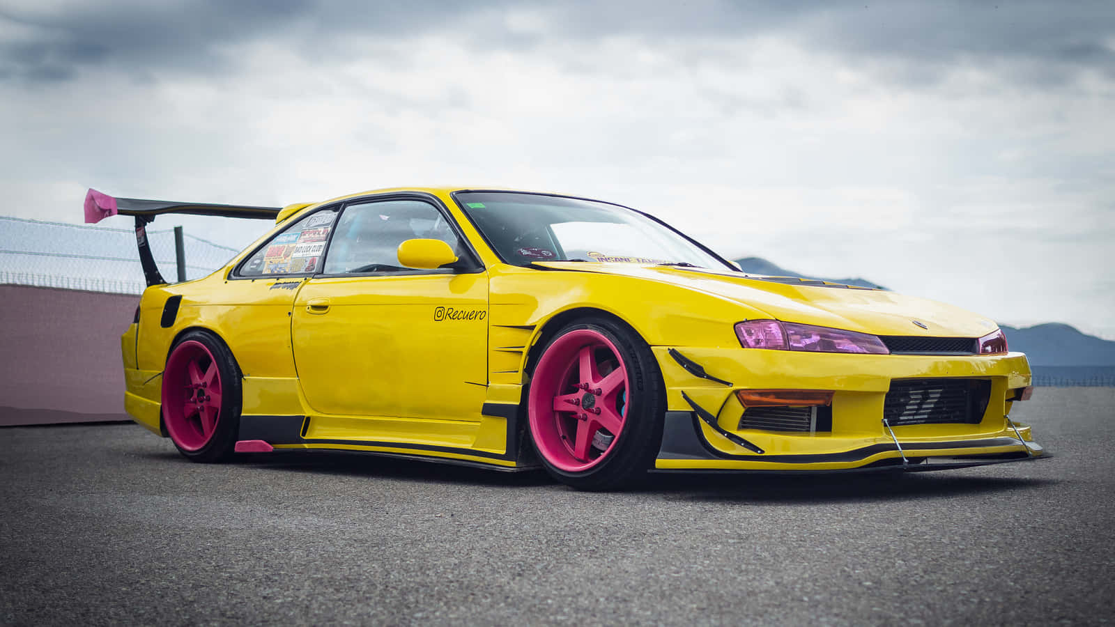 Yellow Nissan240sx Custom Drift Car Background